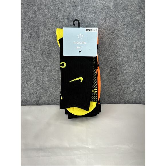 Nike x Nocta Drake DRI-FIT Crew Socks 3 Pack Black Men's Size 8-12 DD9240-909 - Picture 1 of 9